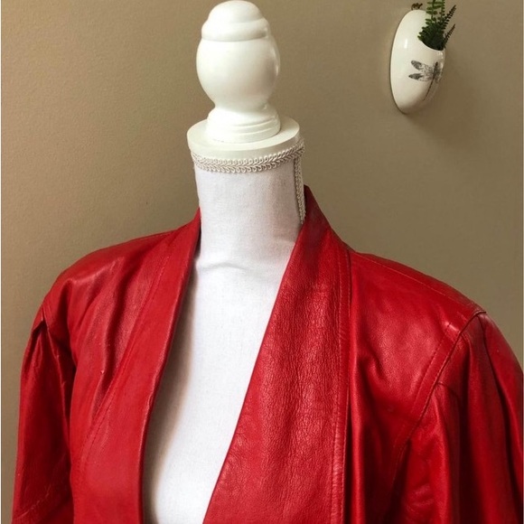 Fashiono Rockstar style RED LEATHER JACKET - Picture 4 of 5